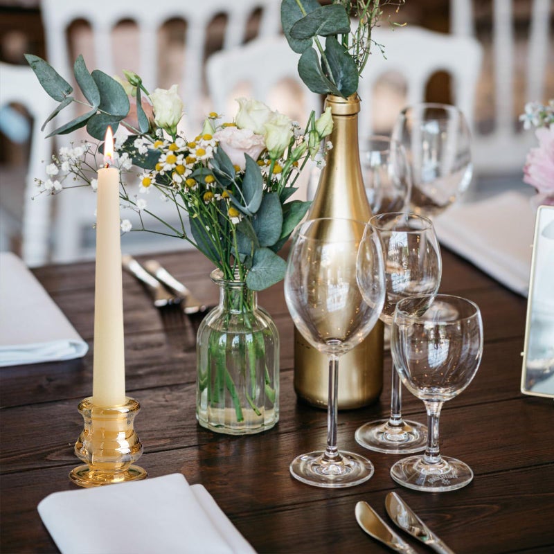 NITIME 12pcs Gold Candlestick Holders- Taper Candle Holders for Table Centerpiece- Glass Candle Holder for Wedding  Dinner Table  Party and Festival Decoration - Image 5